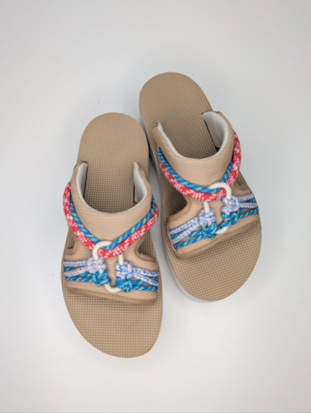 Teva Free People Indio Carabiner Slide Rope Sandals Tan Cream Platform Size 6
